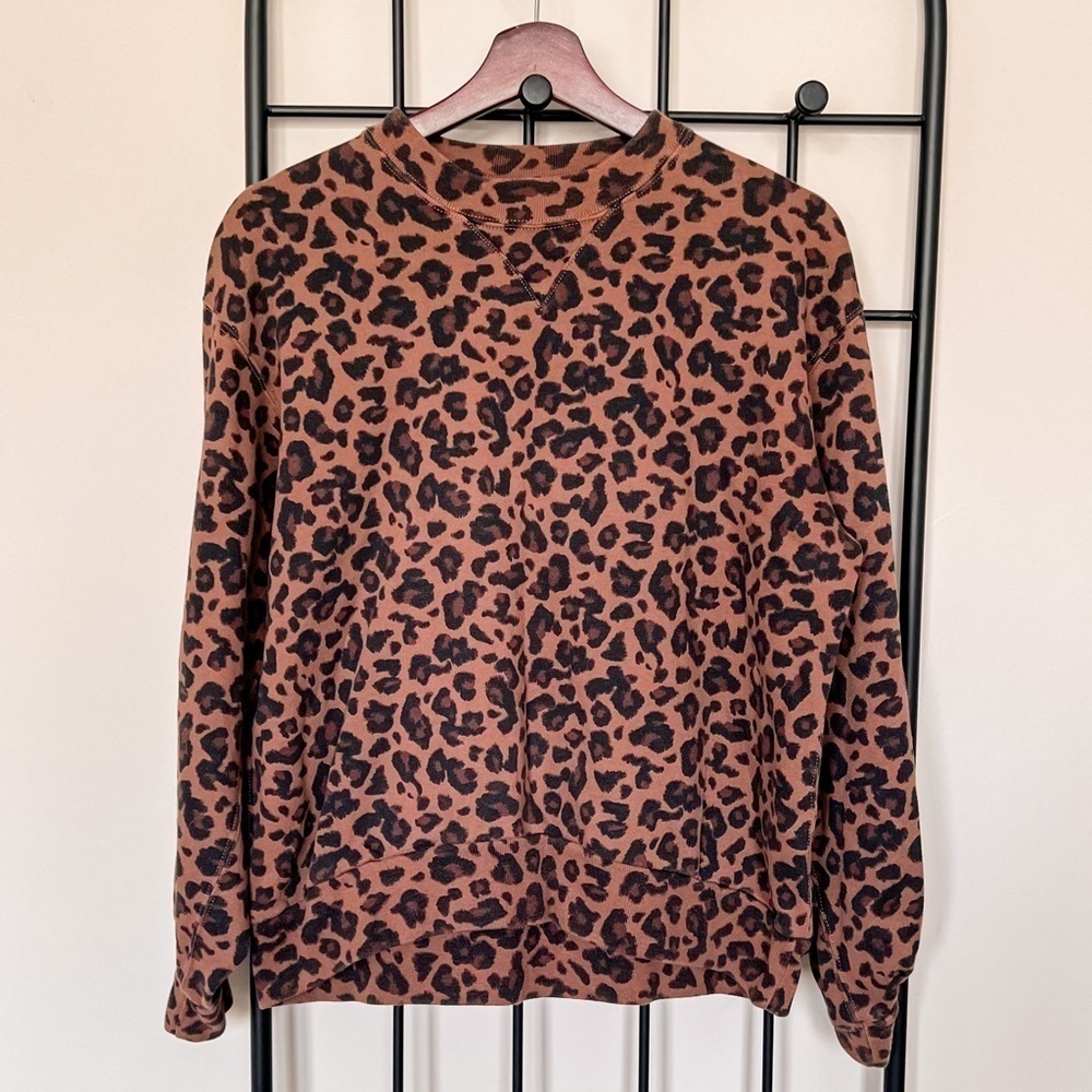 A&F Animal Print Crewneck Balloon Sleeve Sweatshirt Sz S